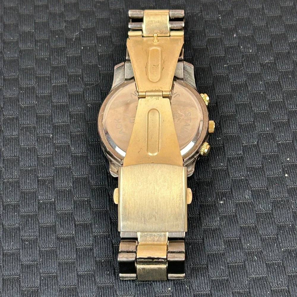 Arden B Mens Two Tone Gold Gunmetal Watch Decorative Subdials‎ 9158 Japan Movt
